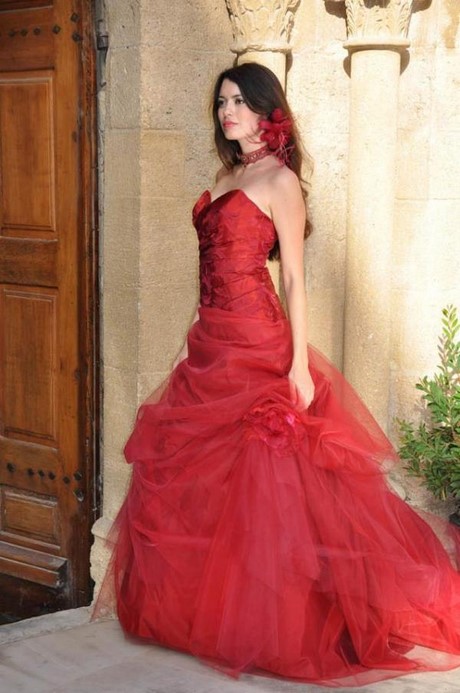 Robe de mariée rouge courte