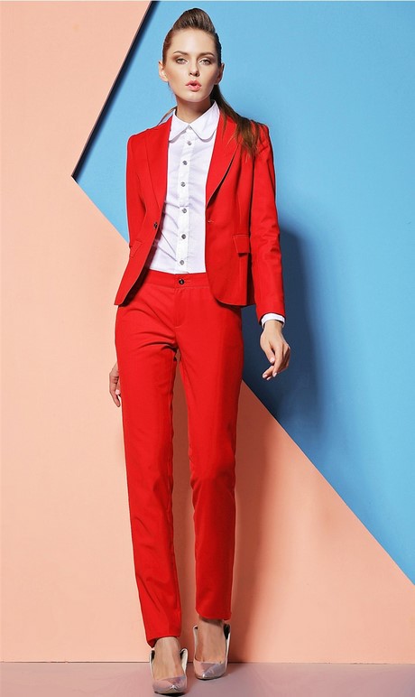 Tailleur pantalon rouge femme