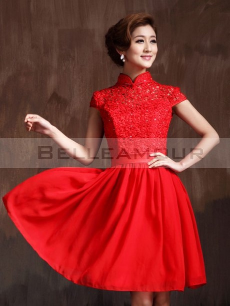 Robe cocktail courte rouge