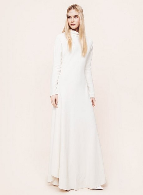 Robe longue blanche manches longues