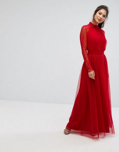 Robe longue rouge femme