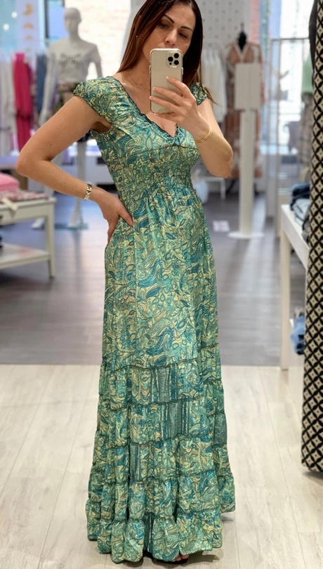 Robe turquoise longue